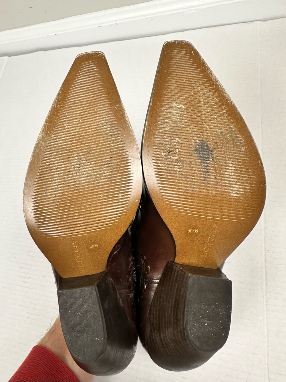 BCBGirls Brown Gold Leather Low Heel Cowgirl Western  Ankle Boots Size 9.0 B - Picture 7 of 14
